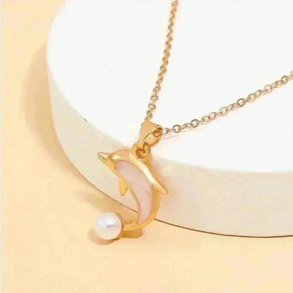 ⚠️Clearance Dolphin Pendant Necklace Yellow Gold - Picture 4 of 6